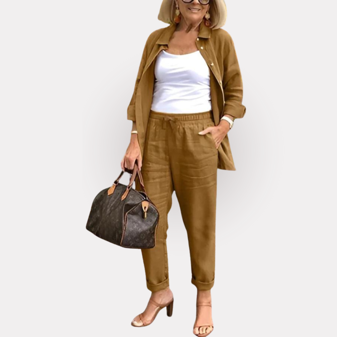 Martina - Ensemble Chemise et Pantalons en Lin et Coton