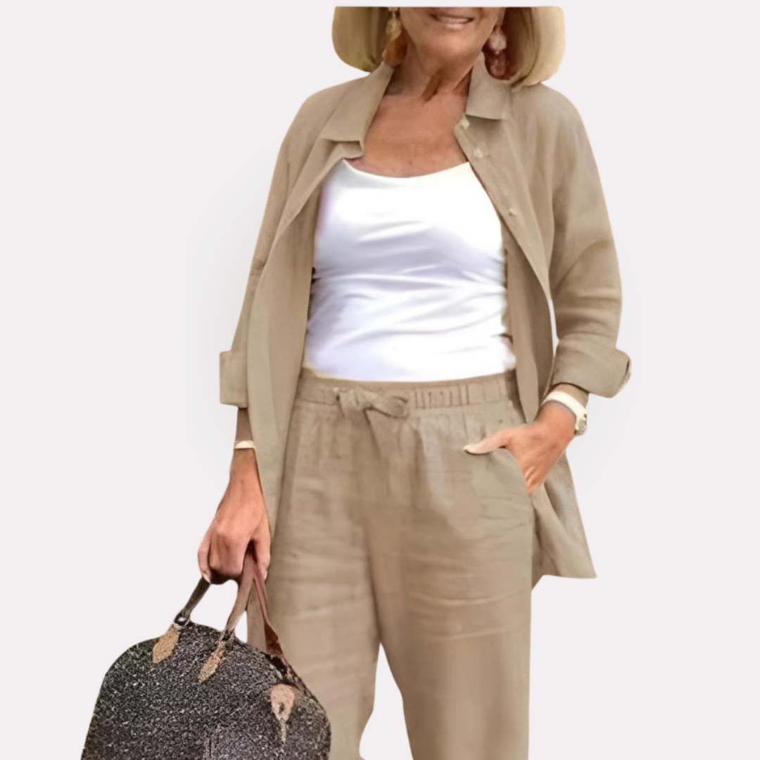 Martina - Ensemble Chemise et Pantalons en Lin et Coton