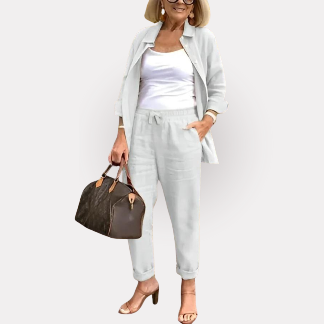 Martina - Ensemble Chemise et Pantalons en Lin et Coton