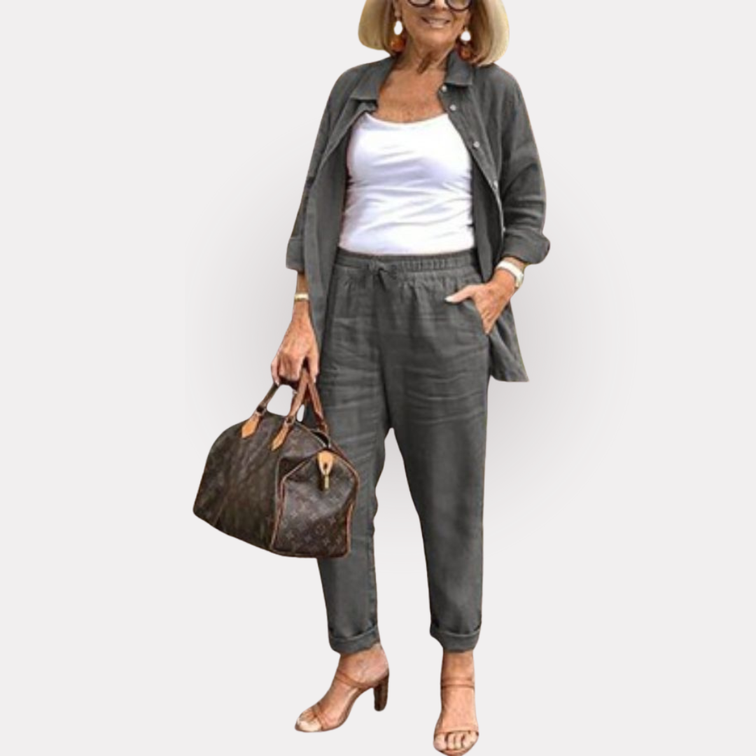 Martina - Ensemble Chemise et Pantalons en Lin et Coton