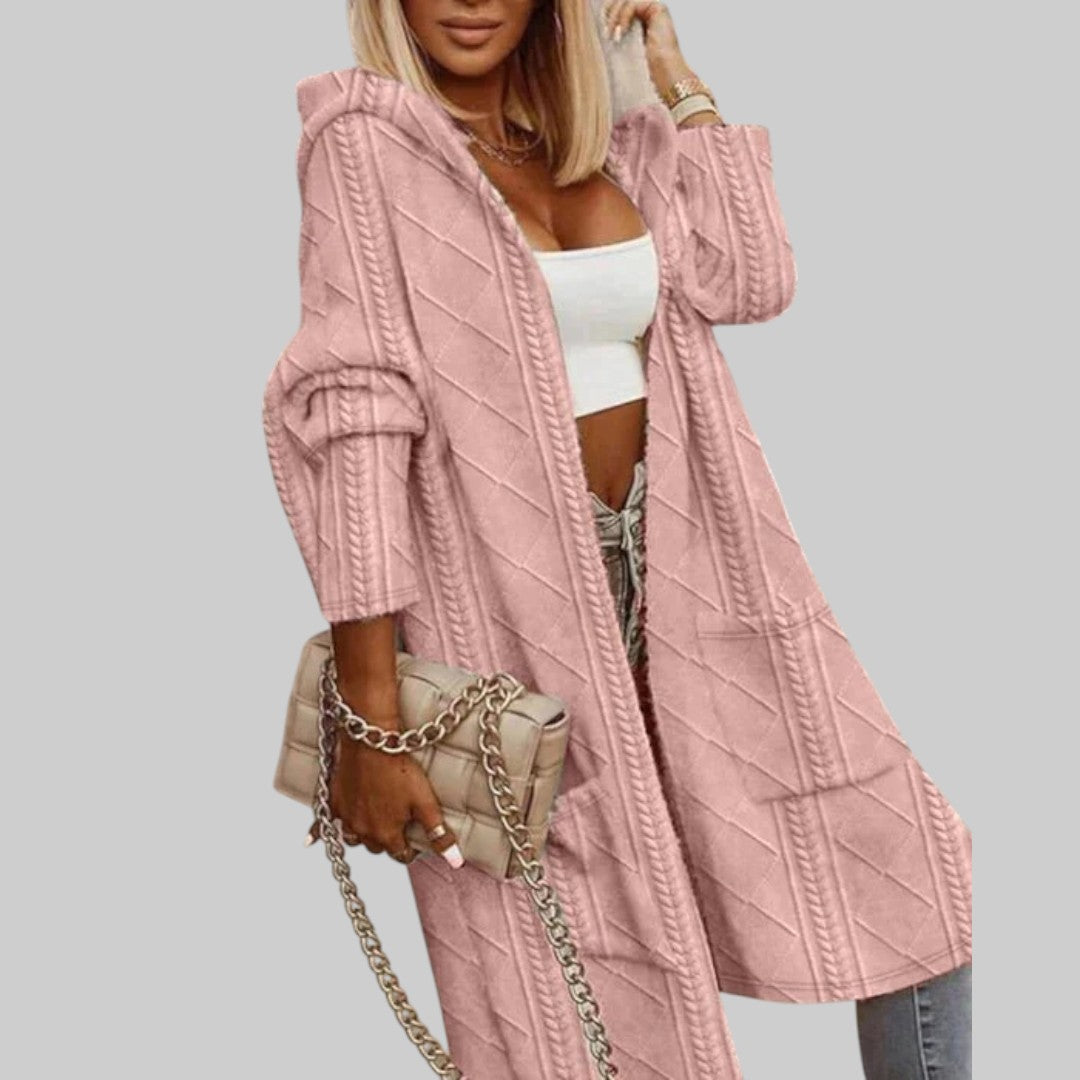 Larissa | Veste en tricot longue avec capuche